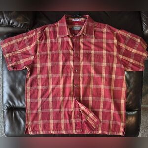 Orvis Trout Bum Shirt Mens XL Red Plaid Outdoor Fishing Short Sleeve Button Up
